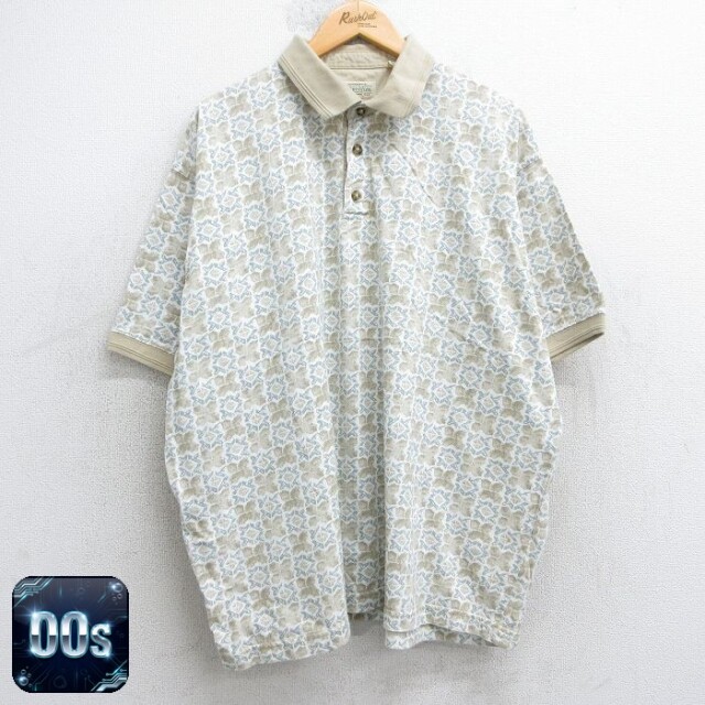 【50%OFF】セントジョンズベイ 00s 半袖ポロシャツ 総柄 カーキ XL | 古着