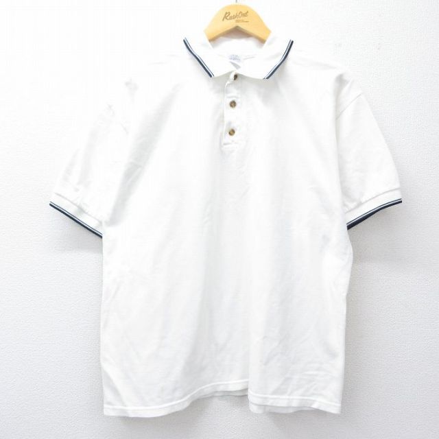 XL★古着 半袖 ポロ シャツ メンズ 00年代 00s 鹿の子 コットン 白 ホワイト 25jul26 中古 トップス