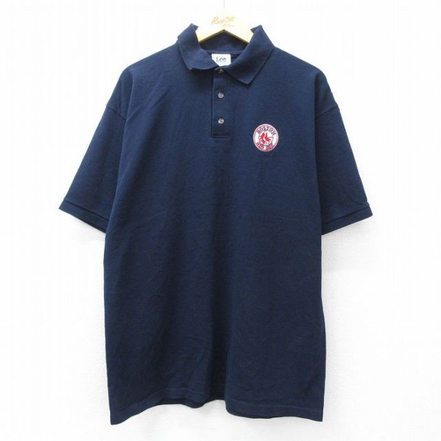 XL★古着 リー Lee 半袖 ポロ シャツ メンズ 00年代 00s MLB ボストンレッドソックス 紺 ネイビー メジャーリーグ ベースボール 野球 25jul30 中古 トップス