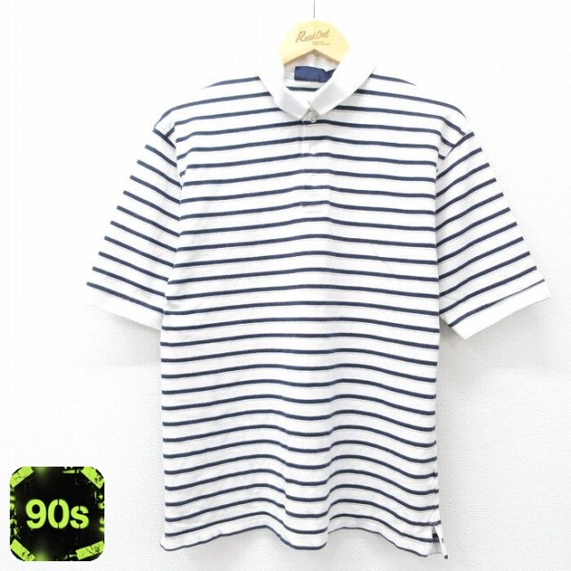 【50%OFF】ベーシックエディションズ 90s 半袖ポロシャツ ホワイトボーダー L | 古着