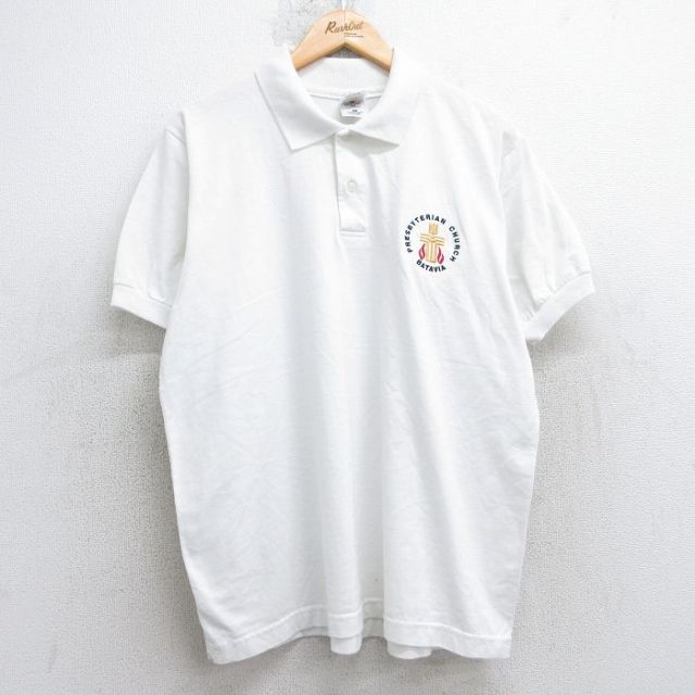 【50%OFF】フルーツオブザルーム 00s 半袖ポロシャツ PRESBYTERIAN CHURCH ホワイト XL | 古着