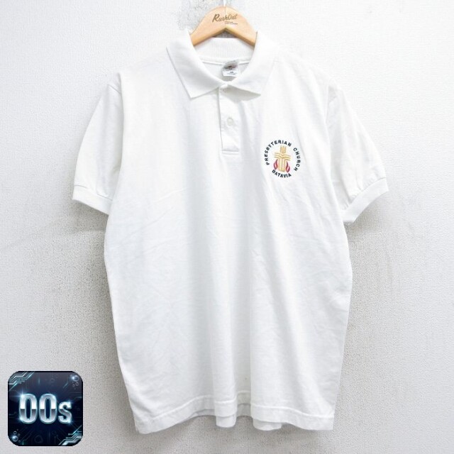 フルーツオブザルーム 00s 半袖ポロシャツ PRESBYTERIAN CHURCH ホワイト XL | 古着
