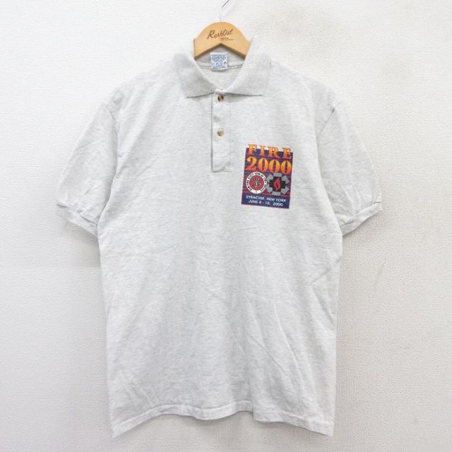 00s 半袖ポロシャツ FIRE グレー M | 古着