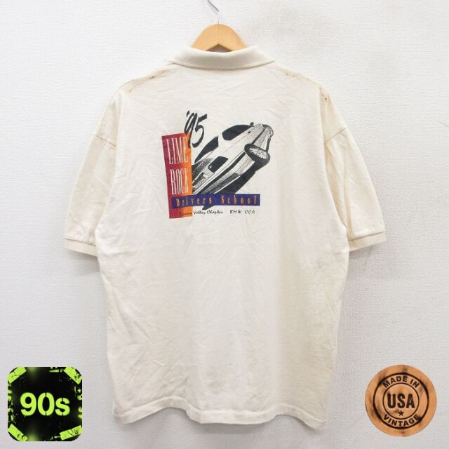 90s 半袖ポロシャツ LIME ROCK 生成り ベージュ XL | 古着