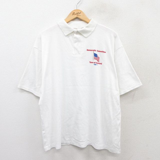 【50%OFF】80s 半袖ポロシャツ 星条旗 ホワイト XL | 古着