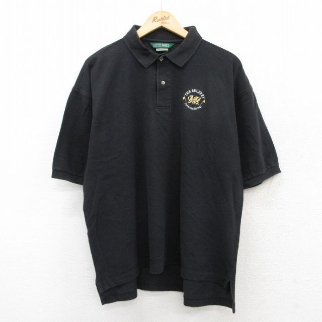 【50%OFF】THE BELFREY 00s 半袖ポロシャツ 鹿の子 ブラック XL | 古着