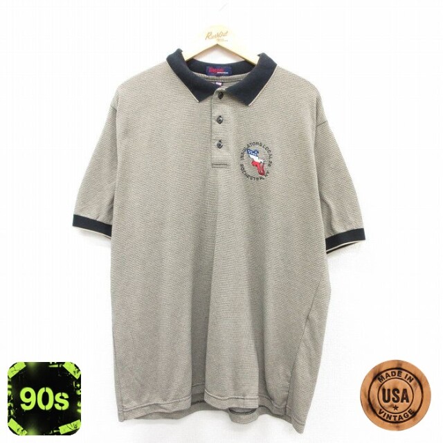 【50%OFF】キングルイ 90s 半袖ポロシャツ トカゲ カーキ XL | 古着