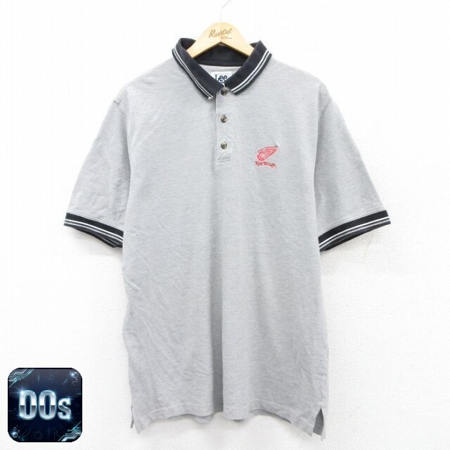 【50%OFF】リー 00s 半袖ポロシャツ デトロイトレッドウィングス グレー XL | 古着