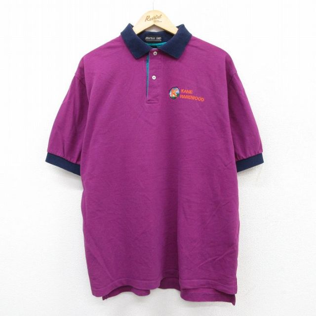 XL★古着 半袖 ポロ シャツ メンズ 00年代 00s KANE HARDWOOD 鹿の子 大きいサイズ コットン 紫 パープル 25aug23 中古 トップス