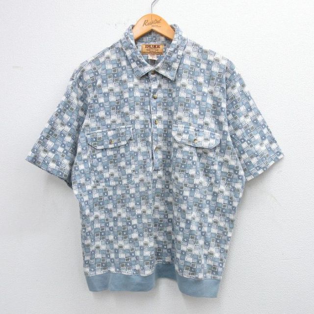 【50%OFF】XL★古着 HABAND 半袖 ポロ シャツ メンズ 00年代 00s 総柄 大きいサイズ 薄紺他 ネイビー 25aug23 中古 トップス