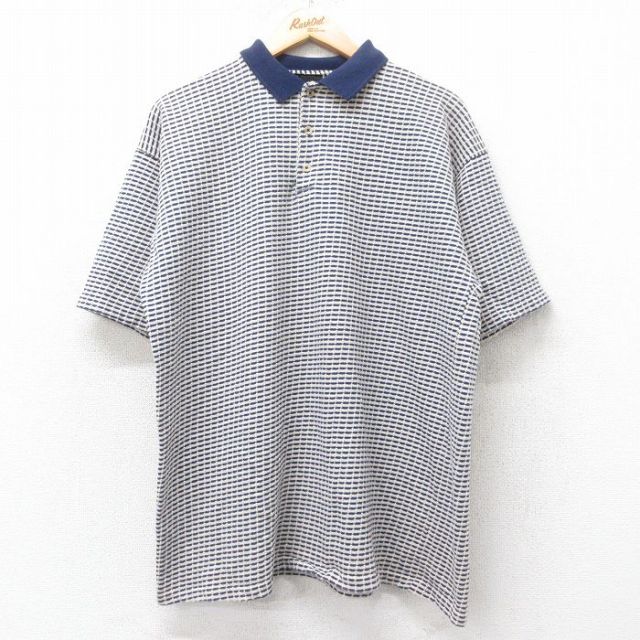 【20%OFF】L★古着 半袖 ポロ シャツ メンズ 90年代 90s 大きいサイズ コットン USA製 生成り他 【spe】 25aug27 中古 トップス