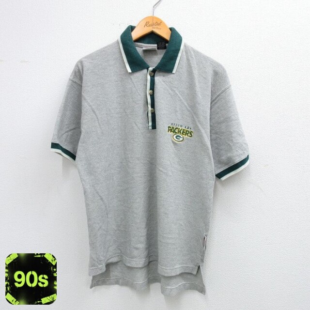 【50%OFF】90s 半袖ポロシャツ グリーンベイパッカーズ グレー L | 古着