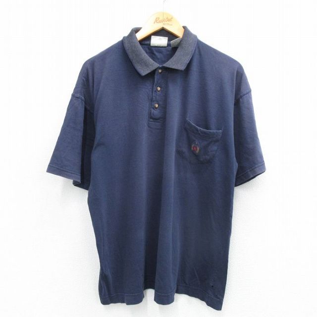 【50%OFF】ビューグルボーイ 00s 半袖ポロシャツ ワンポイントロゴ ネイビー XL | 古着
