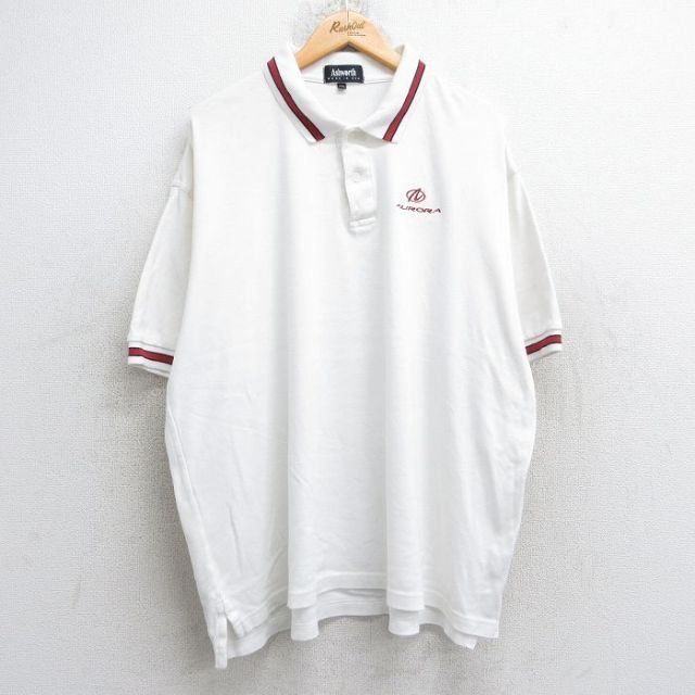 【50%OFF】90s 半袖ポロシャツ オーロラ ホワイト XL | 古着