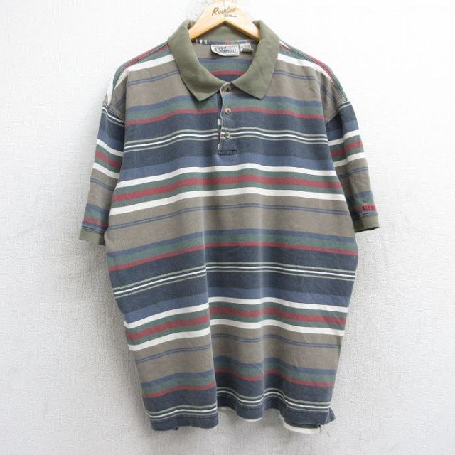 【50%OFF】エアロポステール 90s 半袖ポロシャツ ボーダー ブラウン XL | 古着