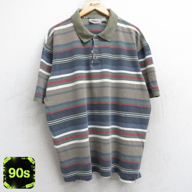 【50%OFF】エアロポステール 90s 半袖ポロシャツ ボーダー ブラウン XL | 古着
