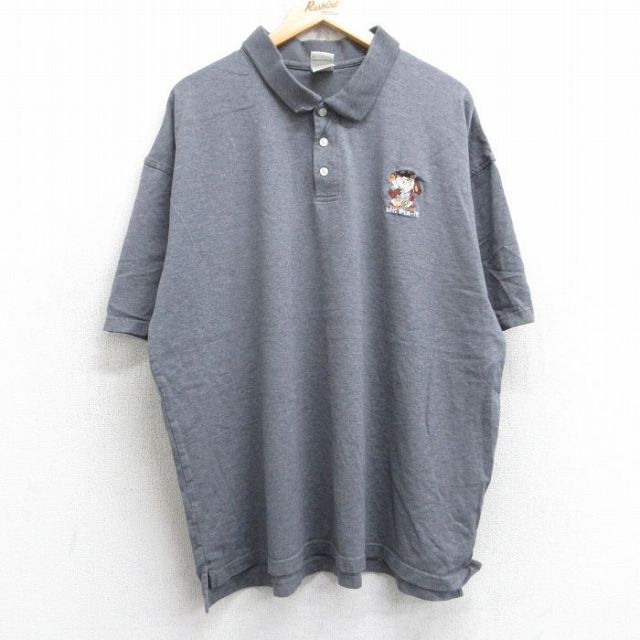 【50%OFF】00s 半袖ポロシャツ タズプリント グレー XL | 古着