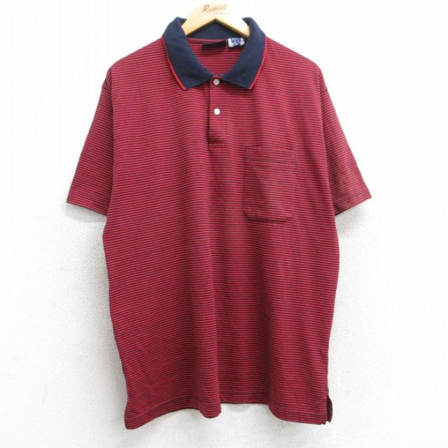 【50%OFF】ピューリタン 00s 半袖ポロシャツ ボーダー レッド XL | 古着