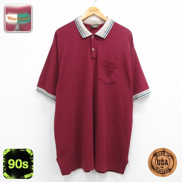 【20%OFF】Wear Guard 90s 半袖ポロシャツ バーガンディ メンズXL相当 | 古着
