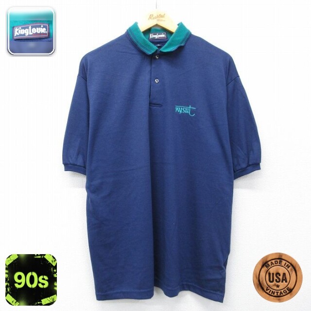 【20%OFF】キングルイ 90s 半袖ポロシャツ nysut ネイビー メンズXL相当 | 古着