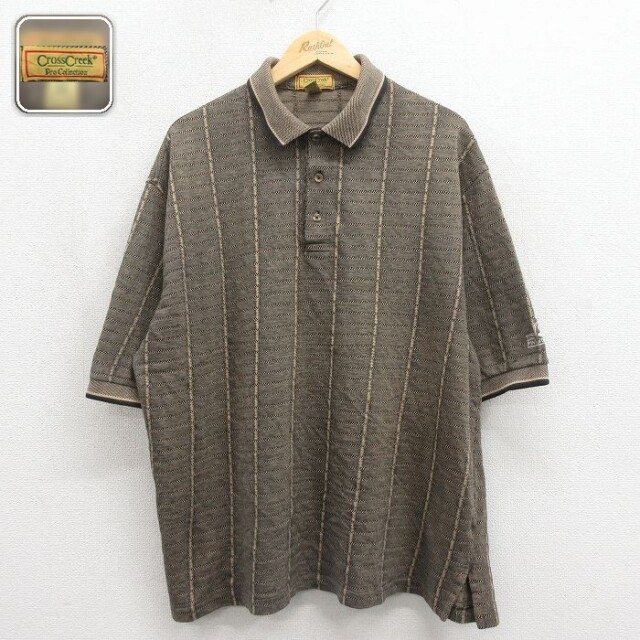 【20%OFF】ポロシャツ ストライプ ベージュ メンズXL相当 | 古着