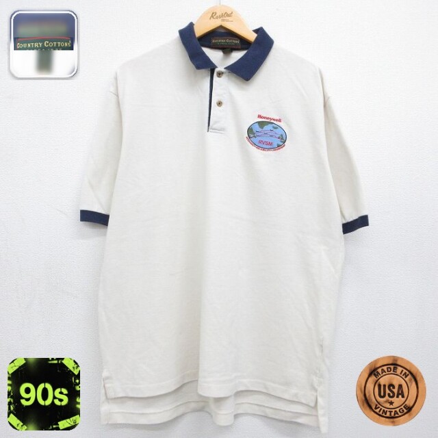 【20%OFF】半袖 ポロ シャツ 90s Honeywell 鹿の子 コットン USA製 ホワイト メンズXL相当 | 古着