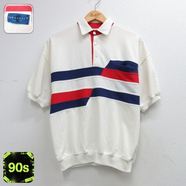 【20%OFF】タウンクラフト 90s 半袖ポロシャツ ホワイト メンズL相当 | 古着