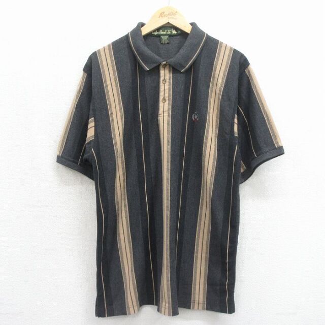 グレーストライプ 90s 半袖ポロシャツ ワンポイントロゴ メンズL相当 | 古着