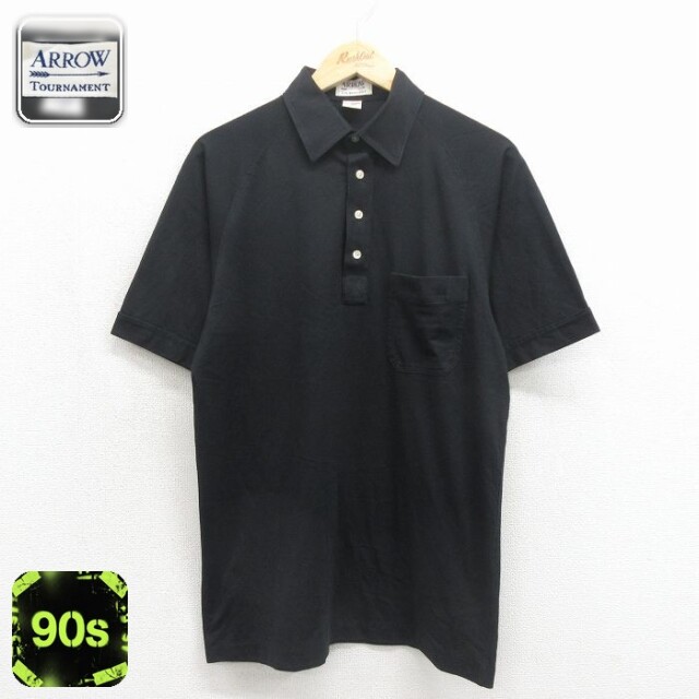 【20%OFF】アロー 90s 半袖ポロシャツ ラグラン ブラック メンズM相当 | 古着