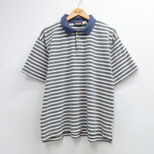 コールマン 00s 半袖ポロシャツ ボーダー ベージュ メンズXL相当 | 古着