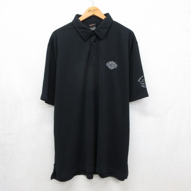 古着通販 XL☆古着 ハーレーダビッドソン 半袖 ポロ シャツ メンズ 90
