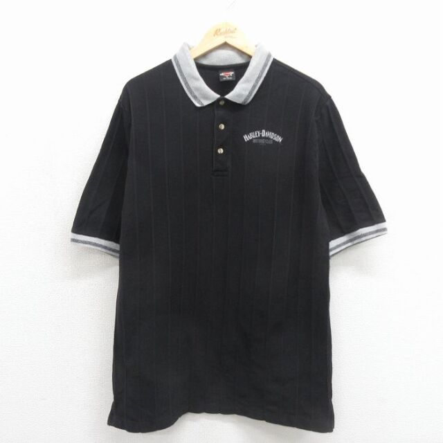 XL/古着 ハーレーダビッドソン 半袖 ポロ シャツ メンズ 90年代 90s バイク コットン USA製 ブラック【spe】 26jun17 古着通販 XL☆古着 ハーレーダビッドソン 半袖 ポロ シャツ メンズ 90