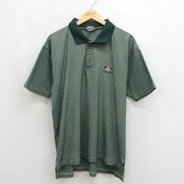 古着通販 L☆古着 半袖 ポロ シャツ メンズ 80年代 80s 開襟 オープン