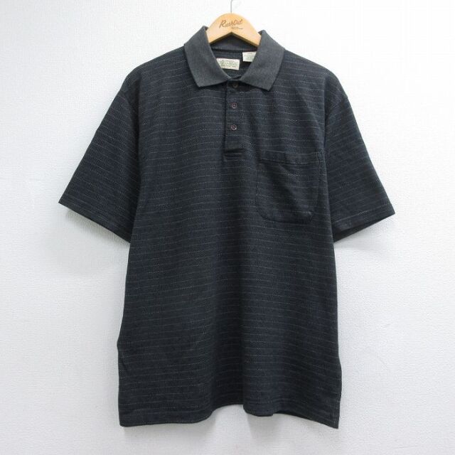 XL★古着 セントジョンズベイ 半袖 ポロ シャツ メンズ 00年代 00s ブラック ボーダー【spe】 26jul10