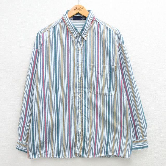 ネイビーストライプ 90s 長袖シャツ L | 古着