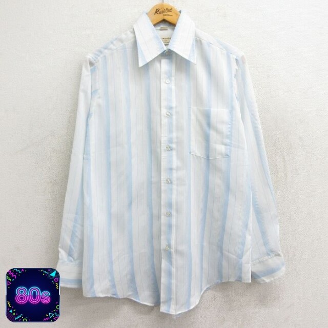 【50%OFF】バンヒューセン 80s 長袖シャツ ストライプ ホワイト L | 古着