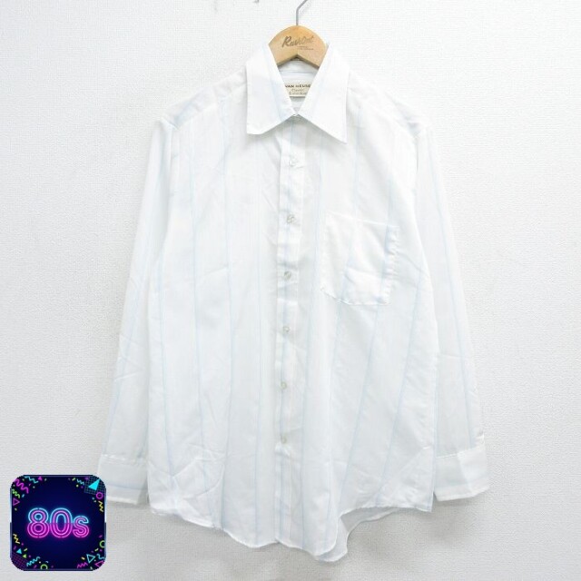 【50%OFF】バンヒューセン 80s 長袖シャツ ストライプ ホワイト L | 古着