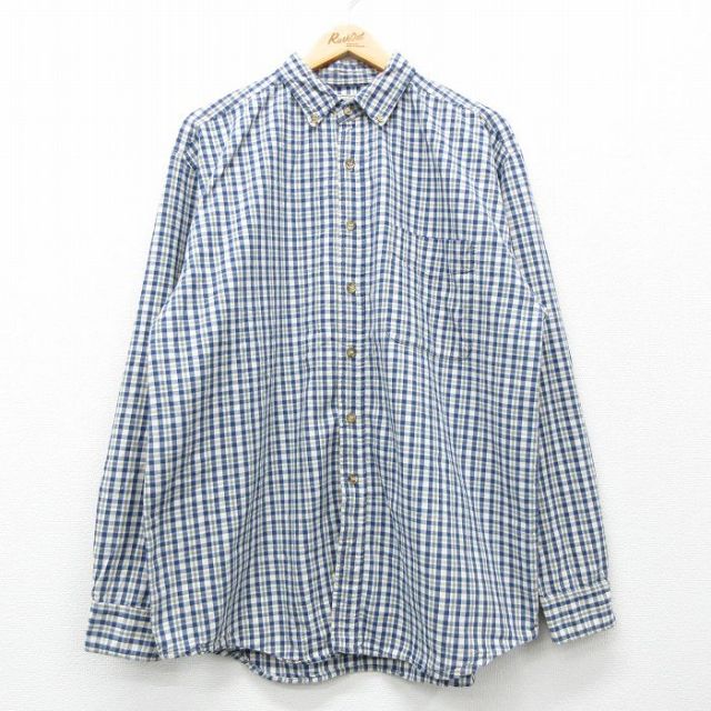 00s 長袖シャツ ネイビーチェック XL | 古着