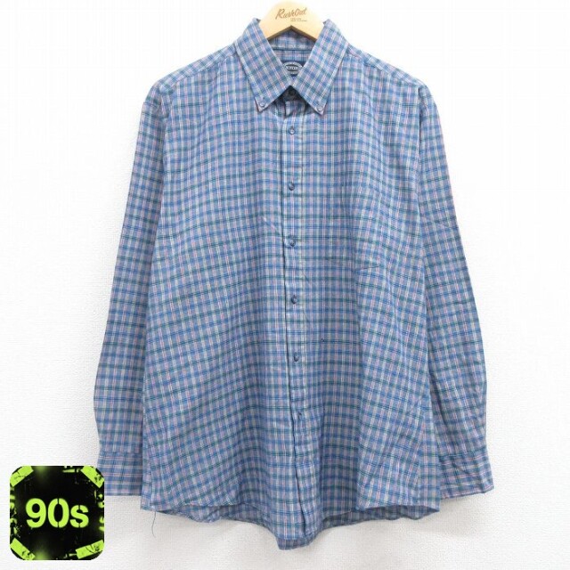 【50%OFF】90s 長袖シャツ ネイビーチェック L | 古着
