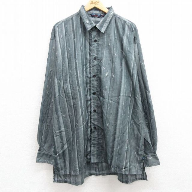 グレーストライプ 長袖シャツ XL | 古着