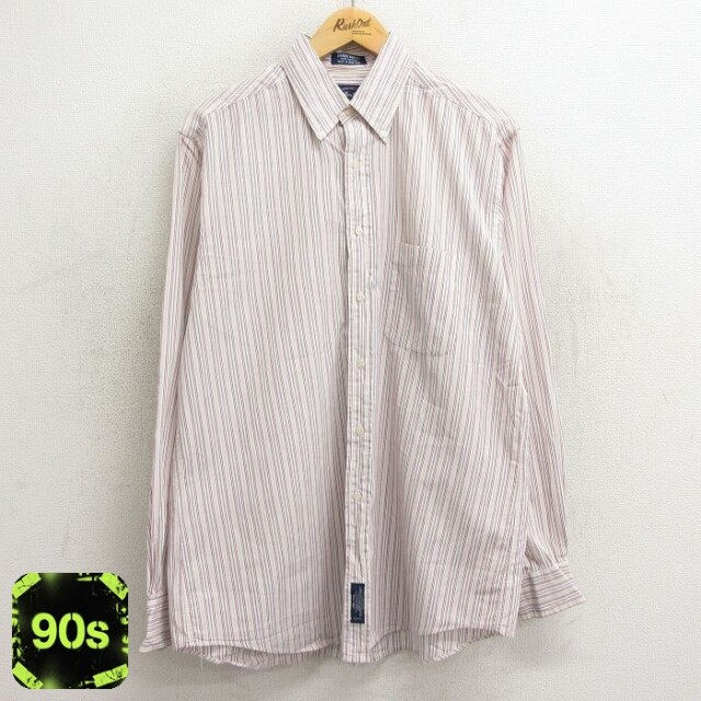 【50%OFF】90s 長袖シャツ ホワイトストライプ L | 古着