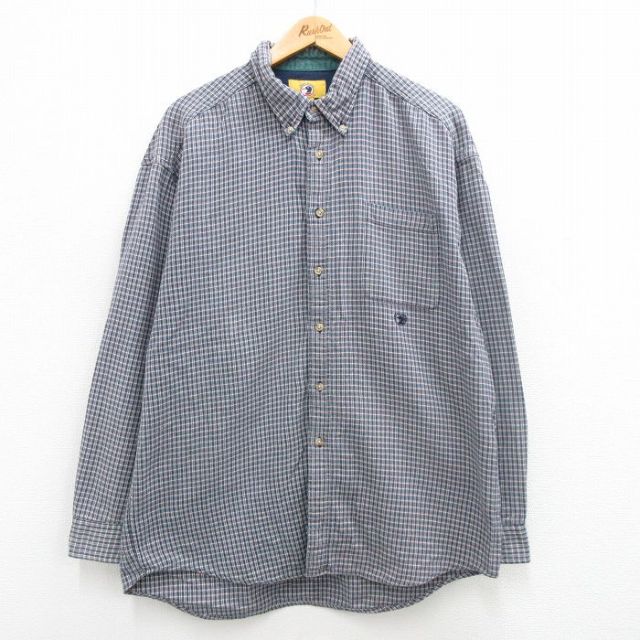ダックヘッド 長袖シャツ ネイビーチェック XL | 古着