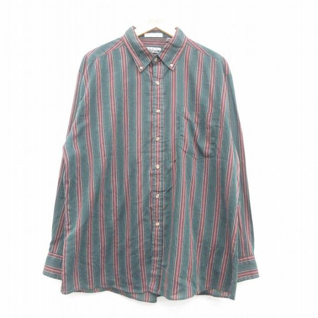 キー 90s 長袖シャツ ストライプ グリーン XL | 古着