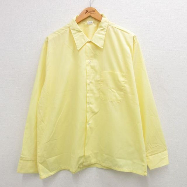 【レアカラー】80s JUN/ジュン 長袖シャツ XL  イエロー 無地 古着通販 XL☆古着 長袖 シャツ メンズ 90年代 90s 黄色