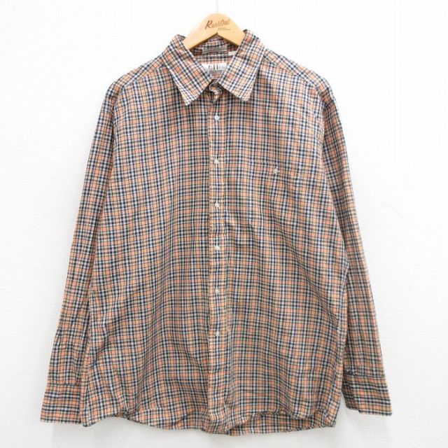 80s 長袖シャツ ネイビーチェック XL | 古着