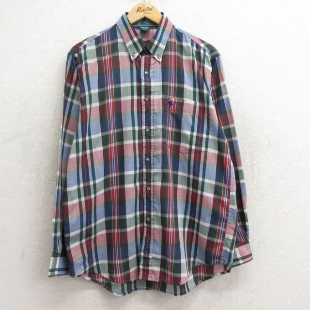 90s 長袖シャツ チェック グリーン L | 古着