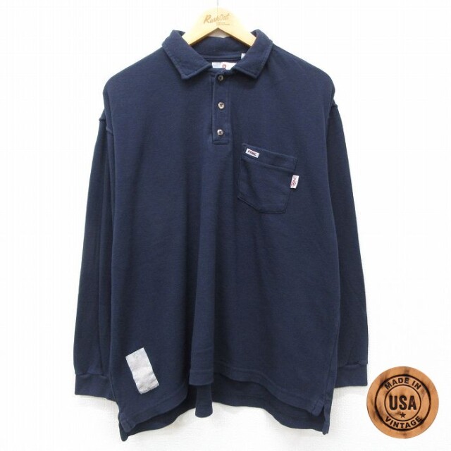 TYNDALE 長袖ポロシャツ ネイビー XL | 古着