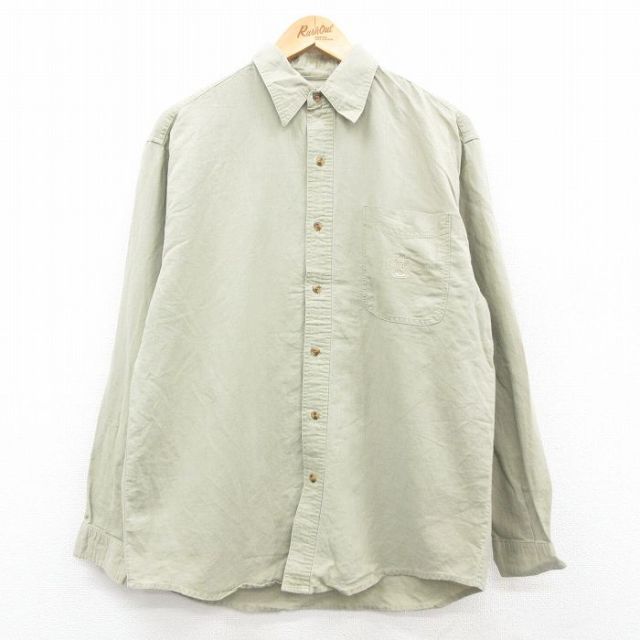 ビューグルボーイ 00s 長袖シャツ ワンポイントロゴ グリーン M | 古着