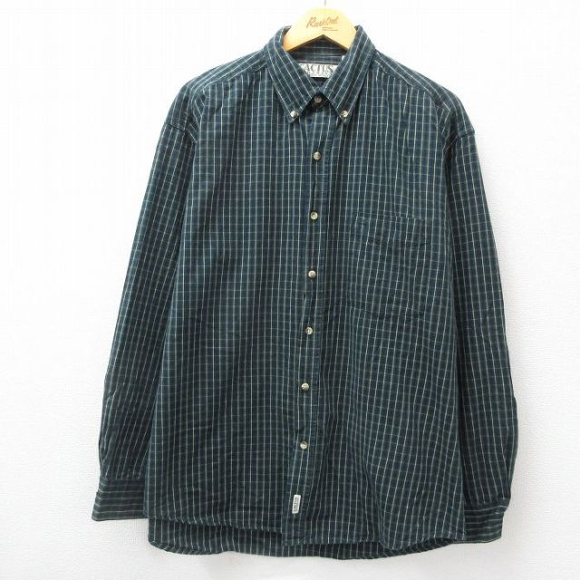 グリーンチェック 長袖シャツ XL | 古着
