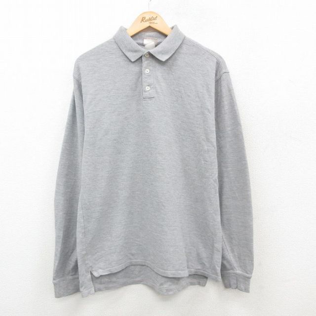 ヘインズ 00s 長袖ポロシャツ 鹿の子 グレー M | 古着